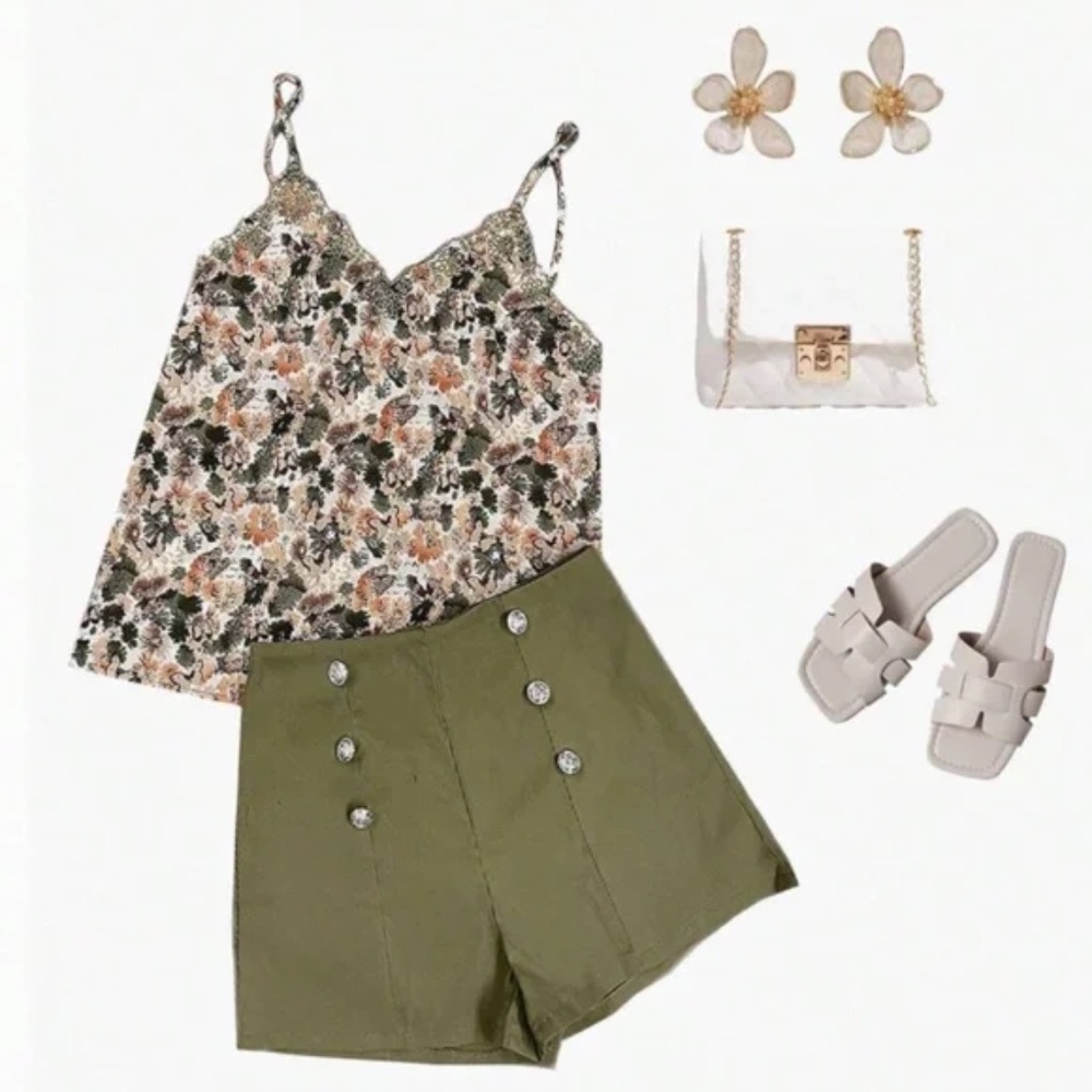 Maternity Floral Butterfly Print Adjustable Strap Cami Tank Top - Picture 3 of 6